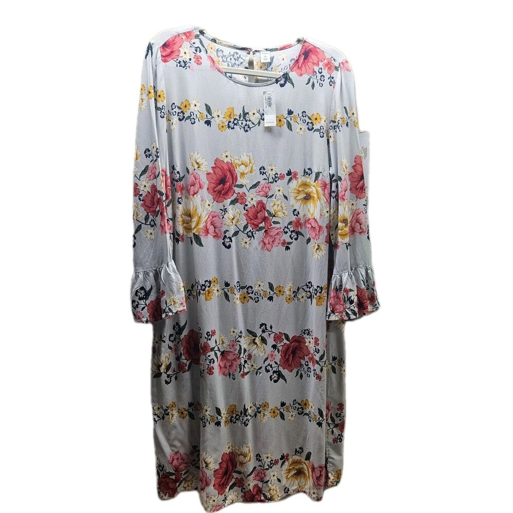 Old Navy Womens Gray Floral Ruffle Sleeve Size Large Tall